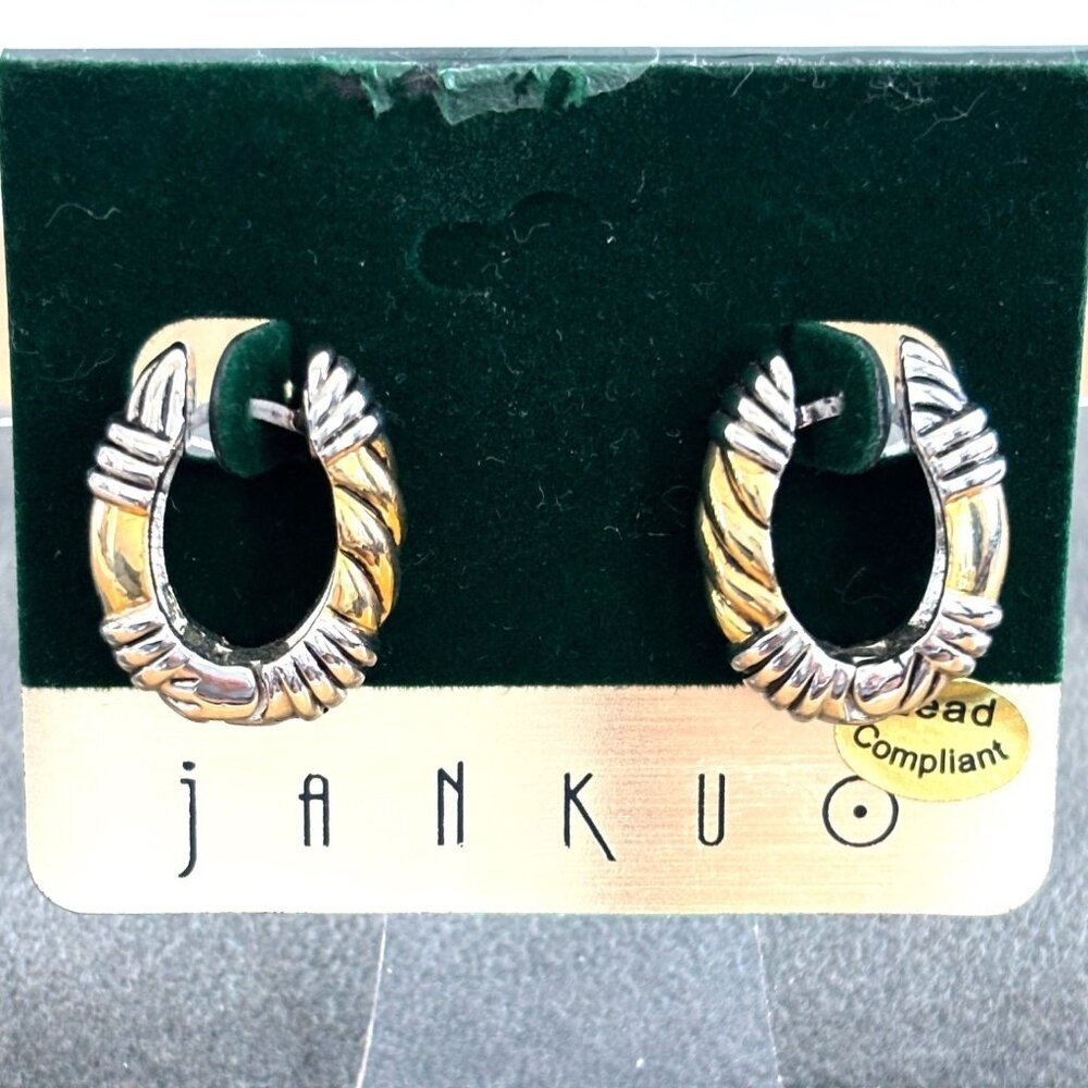 Two-Tone Gold & Silver Hoop Earrings By Jankuo Lead Compliant Elegant Design Wom